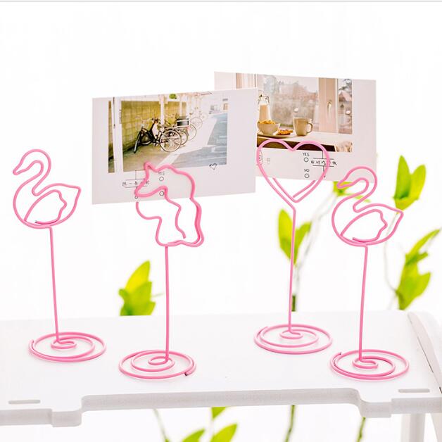 Kawaii Pink Flamingo Unicorn Wedding Favors Place Card Holder Table Photo Memo Note Desk Name Card Folder Clips Message Clip