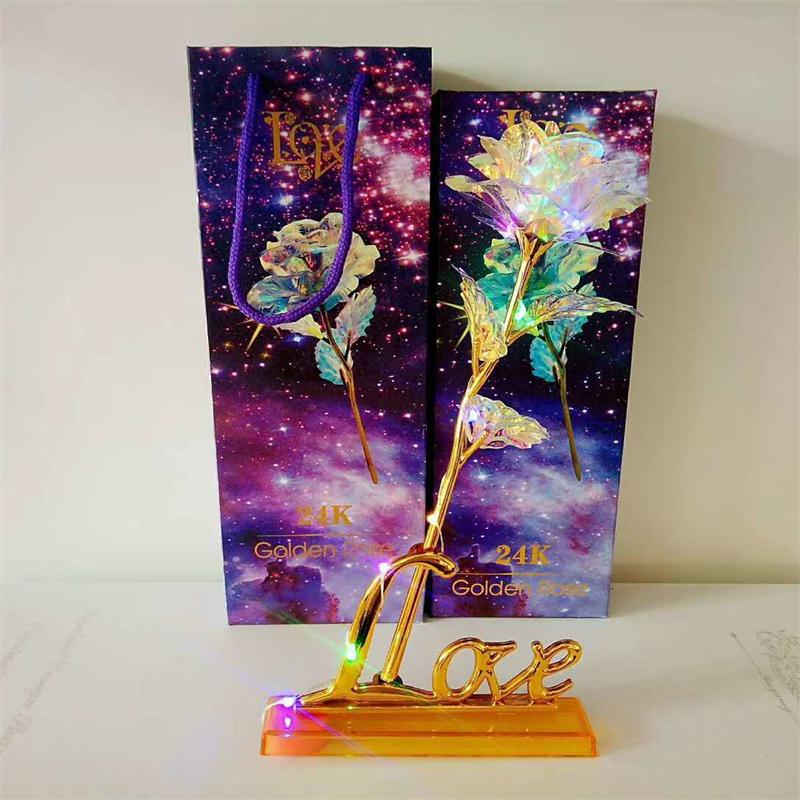 24K Foil Plated Rose Gold Rose Wedding Party Favors Valentine's Day Gift Lover Rose Artificial for Drop ship with card