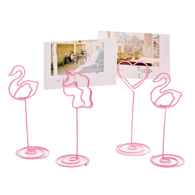 Kawaii Pink Flamingo Unicorn Wedding Favors Place Card Holder Table Photo Memo Note Desk Name Card Folder Clips Message Clip